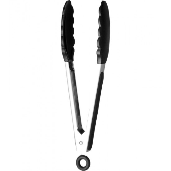 Pegador Inox 28cm Ponta Silicone Preto Zahav